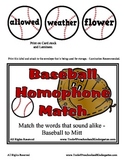 Baseball Homophone Match - Over 60 Sets of words - Sound A