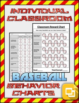 Preview of Baseball Individual & Classroom Behavior Chart (Editable on Google Slides)