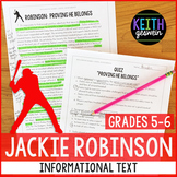 Baseball Informational Text:  Jackie Robinson (Grades 5-6)