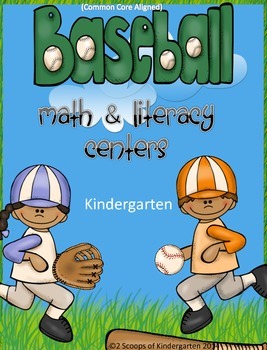 Preview of Baseball Kindergarten Literacy & Math Centers Common Core Aligned