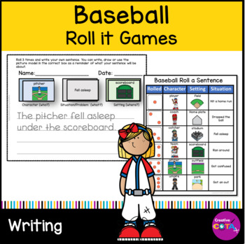 Preview of Occupational Therapy Baseball Writing Activities Roll a Silly Sentence Starters