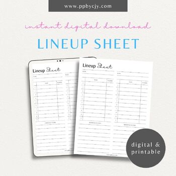 Preview of Baseball Lineup Template | Minimalist Printable Softball Lineup Sheet