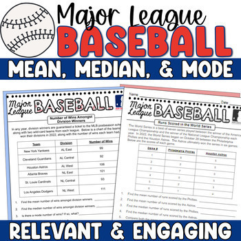 Baseball Math Mean, Median, Mode - MLB Baseball Measures of