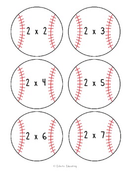 Baseball Multiplication Fact Game by Eclectic Educating TpT