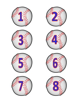 Baseball Number Labels #'s 1 - 40