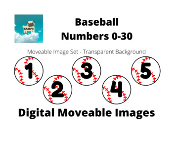 Preview of Baseball Numbers 0-30, Digital, Moveable Images, Clip Art