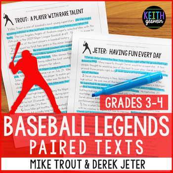 Preview of Baseball Paired Texts: Mike Trout and Derek Jeter (Grades 3-4)