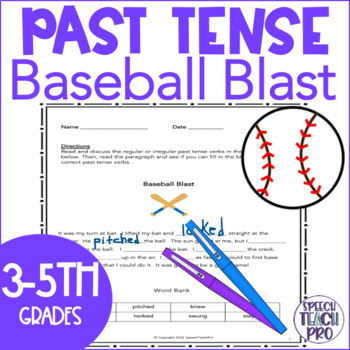 Preview of Baseball Past Tense Verbs Speech Therapy