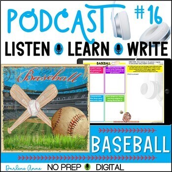 Preview of Baseball Podcast Listening and Writing Activities No Prep Summer Fun