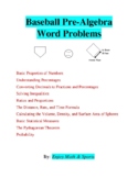 Baseball Pre-Algebra Word Problems