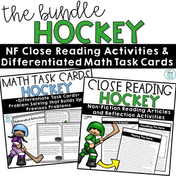Preview of Hockey Math Problem Solving Task Cards and Close Reading