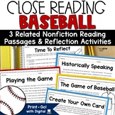 Baseball Reading Comprehension Passages Questions Spring S