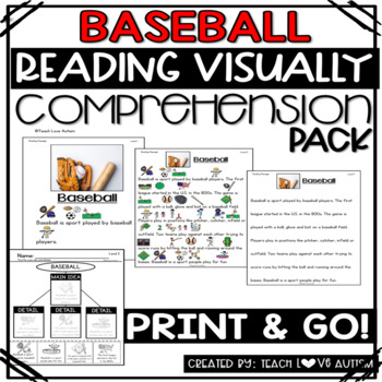 Preview of Baseball Reading Comprehension Passages and Questions with Visuals