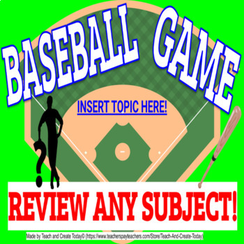 Preview of Baseball Review Game Activity Editable Template Math ELA History Comprehension