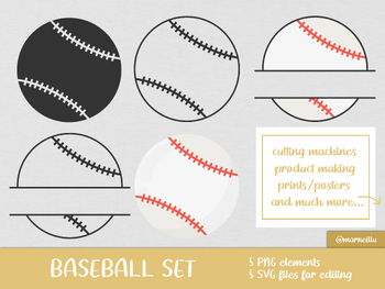 Preview of Baseball SVG Clipart Set - image, printable, sport, ball, balls, cricut, cutfile