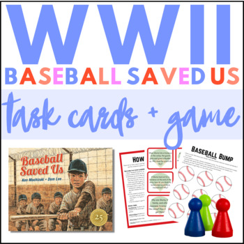 Preview of Baseball Saved Us: WWII Picture Book Task Cards + Game