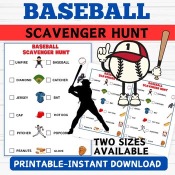 Preview of Baseball Scavenger Hunt- Baseball Game Activity Printable