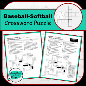 Baseball Softball Crossword Puzzle With Answer Key by MarleyMegB