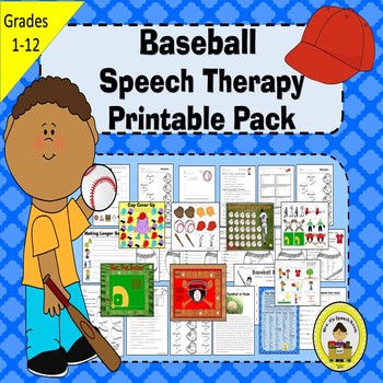 Preview of Baseball Speech Therapy Printable Pack