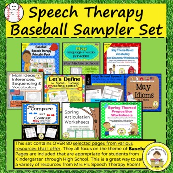 Preview of Baseball Speech and Language Therapy Sampler Pack