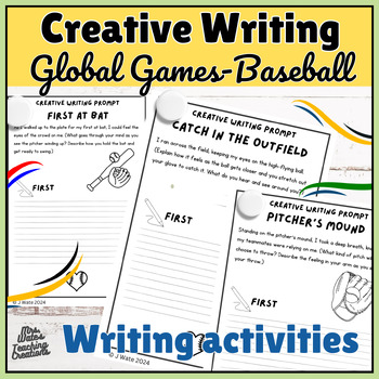 Preview of Baseball Sports Creative Writing Prompts Pack & Baseball Inspired Writing Tasks
