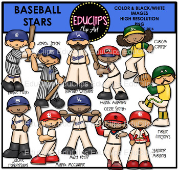 Preview of Baseball Stars Clip Art Bundle {Educlips Clipart}
