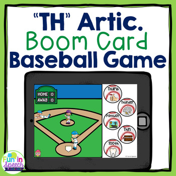 Preview of Baseball TH Articulation Boom Card Game for Speech Therapy