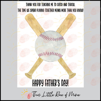 Baseball - Thank you - Happy Father's Day - printable - Handprint art  keepsake