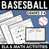 Baseball Theme Activities Vocabulary ELA & Math Worksheets