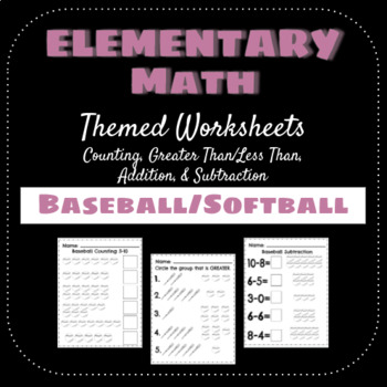 Preview of Baseball Theme Math Worksheets