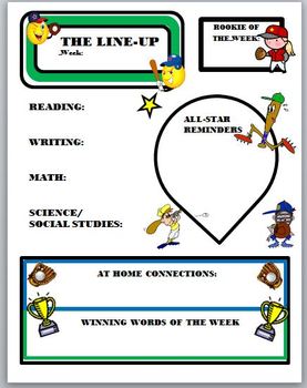 Preview of Baseball Theme Weekly Newsletter