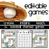 Baseball Themed Editable Game Boards