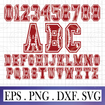 Baseball Varsity Letters and numbers svg, Baseball Letters SVG PNG DXF PNG