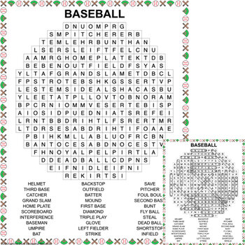 Preview of Baseball Word Search