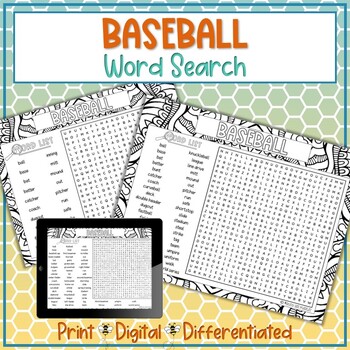 Preview of Baseball Word Search Puzzle Activity