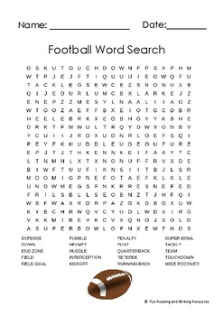 Football Word Search and Crossword Puzzles by Fun Reading and Writing ...