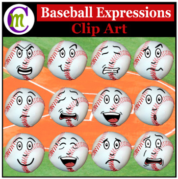 Preview of Baseballl Expressions Clipart | Sports Ball Emotions Clip Art