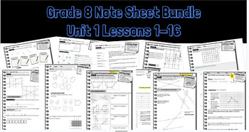 Preview of BUNDLE based on IM Grade 8 Math™ , Unit 1 guided notes lessons 1 -16