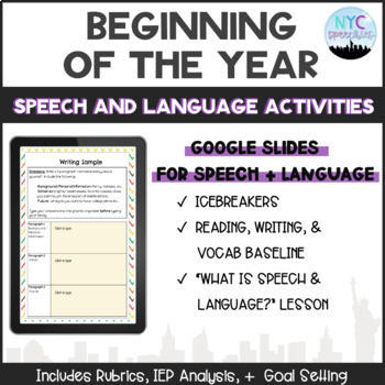 Preview of Baseline Activities for High School Speech and Language