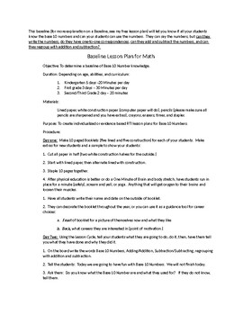 Preview of Baseline Lesson Plan for Math