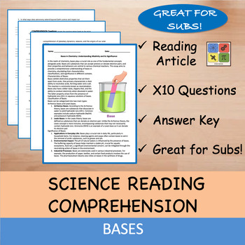 Preview of Bases - Reading Passage and x 10 Questions (EDITABLE)