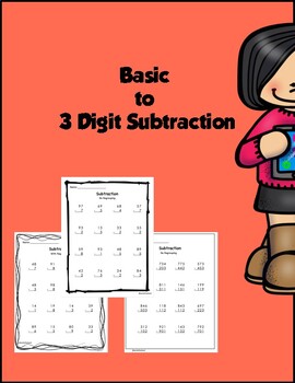 Preview of Basic 1 Digit to 3 Digit Subtraction Practice