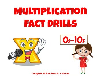 Preview of Basic 10-Problem, 1-Minute Timed Multiplication Fact Drills