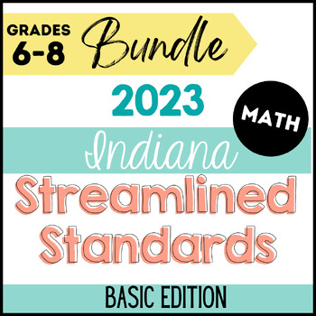 Preview of Basic 2023 Indiana Math Standards, I Can Statements & Vocab 6-8 Bundle