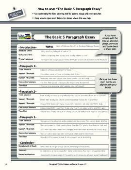Preview of Basic 5 Paragrah Writing Tool and Sample
