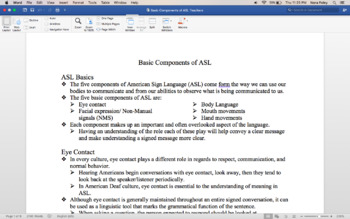 Preview of Basic ASL Components