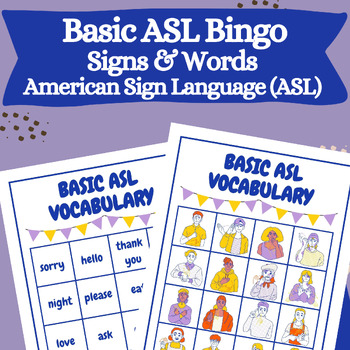 Preview of Basic ASL Vocabulary Bingo Cards - English & American Sign Language