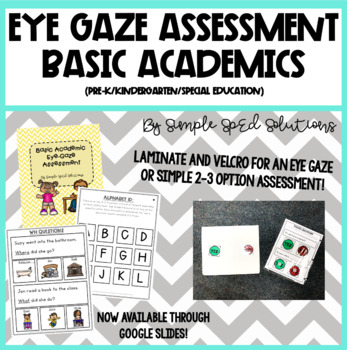 Preview of Basic Academics Visual Icon Assessment Special Education/Autism + Data Sheets