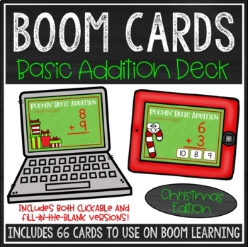 Preview of Basic Addition Fact BOOM Cards™ (Christmas Edition)