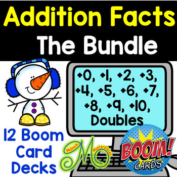 Preview of Basic Addition Facts Bundle - 12 Boom Card Decks - Distance Learning